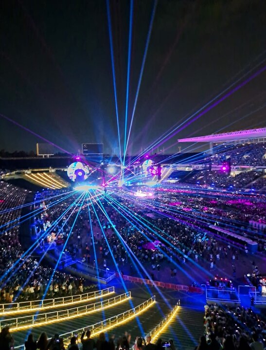 Lasershow beim Coldplay Konzert im Olympiastadion Barcelona