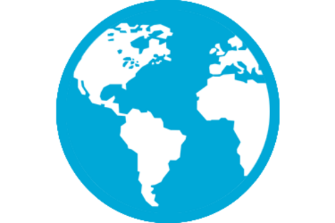 Symbol Weltkugel steht für Internationalität