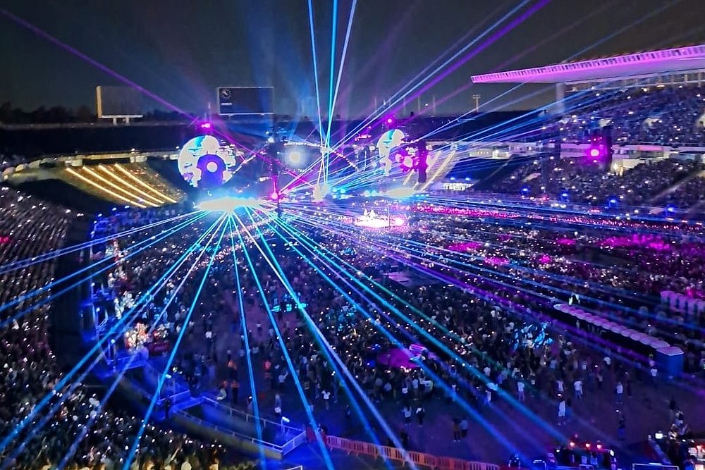 Lasershow beim Coldplay Konzert im Olympiastadion Barcelona
